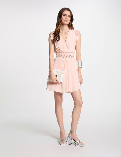 Vestido corto holgado rosa claro mujer