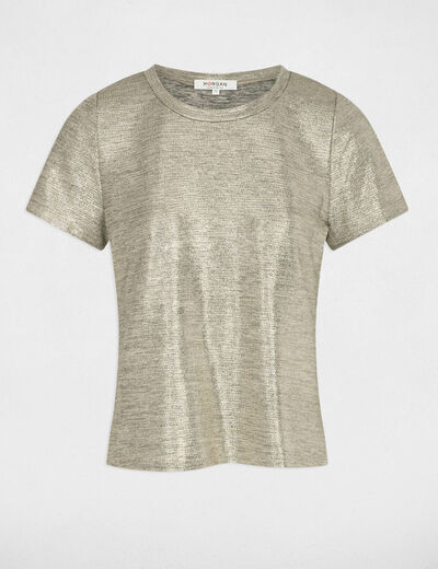 Camiseta de manga corta dorado mujer