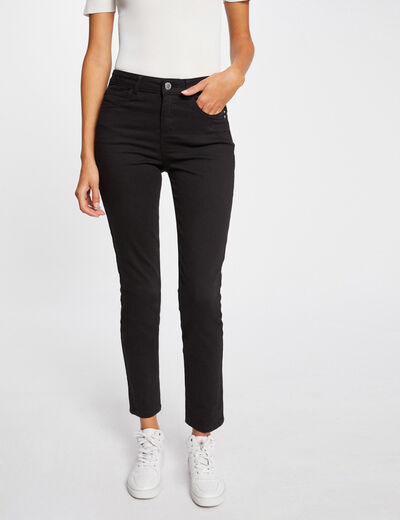 Pantalón slim talle estándar negro mujer