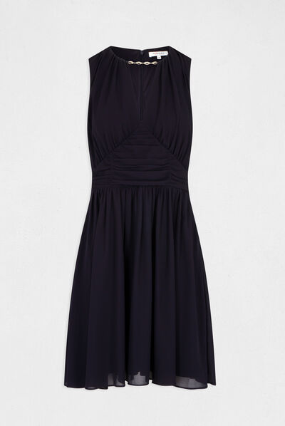 Vestido de patinadora detalle de cadena azul marino mujer