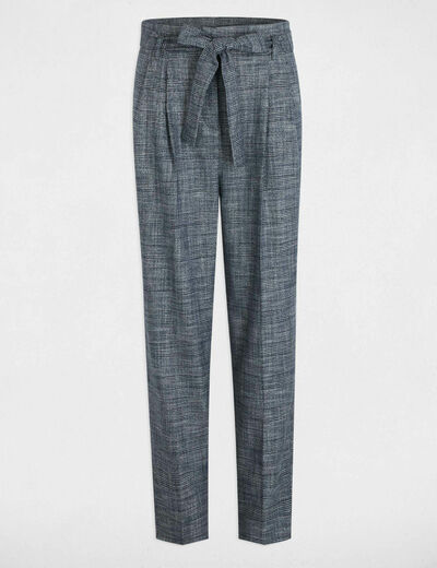 Pantalón estampado de cuadros multicolor mujer