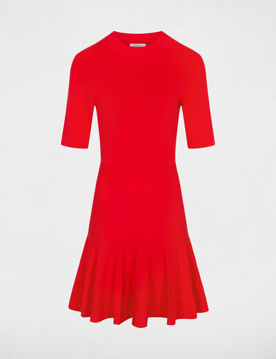 Vestido de punto plisado rojo mujer