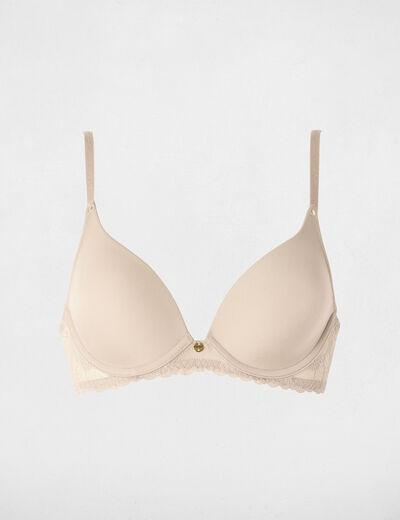Sujetador de encaje con relleno beige mujer
