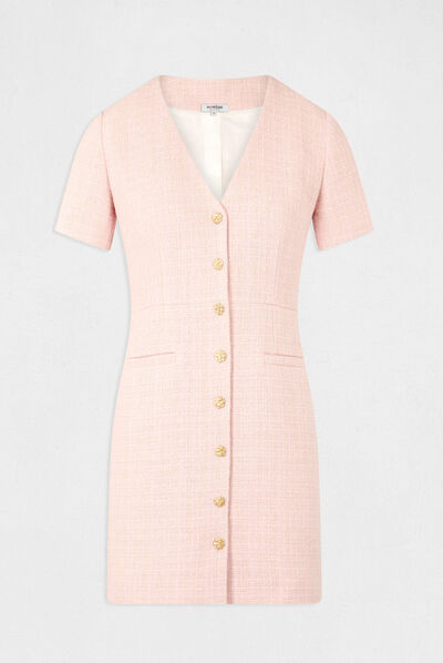 Vestido ajustado abotonado rosa mujer