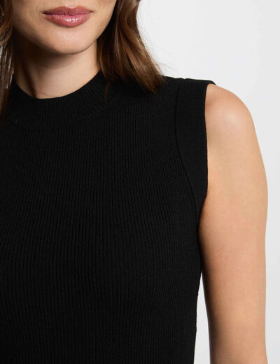 Vestido punto corto ajustado negro mujer