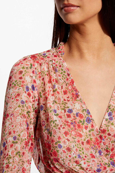 Vestido acampanado con estampado floral multicolor mujer
