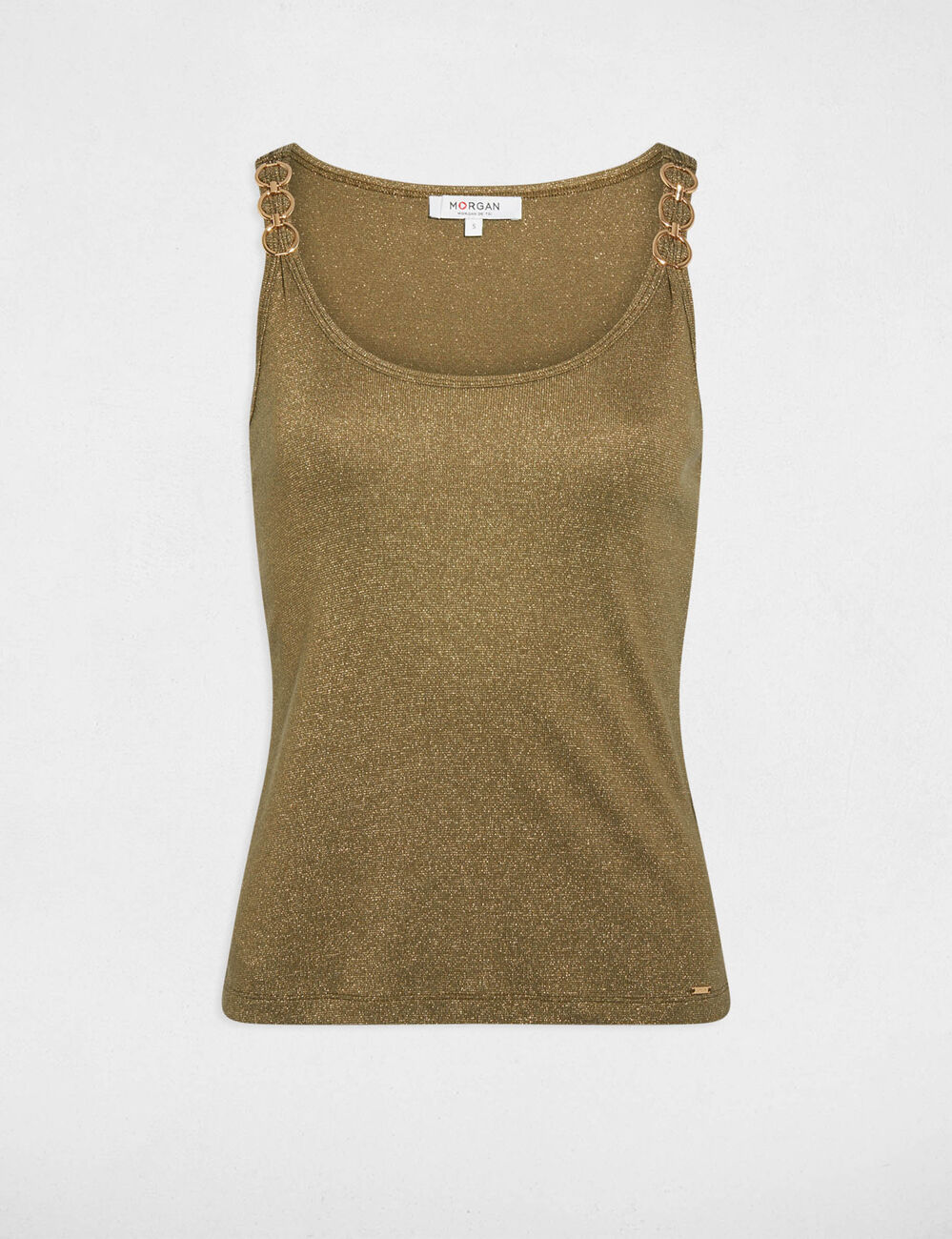 Top con tirantes finos verde caqui mujer