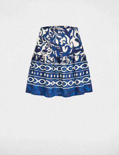Falda corta estampado multicolor mujer