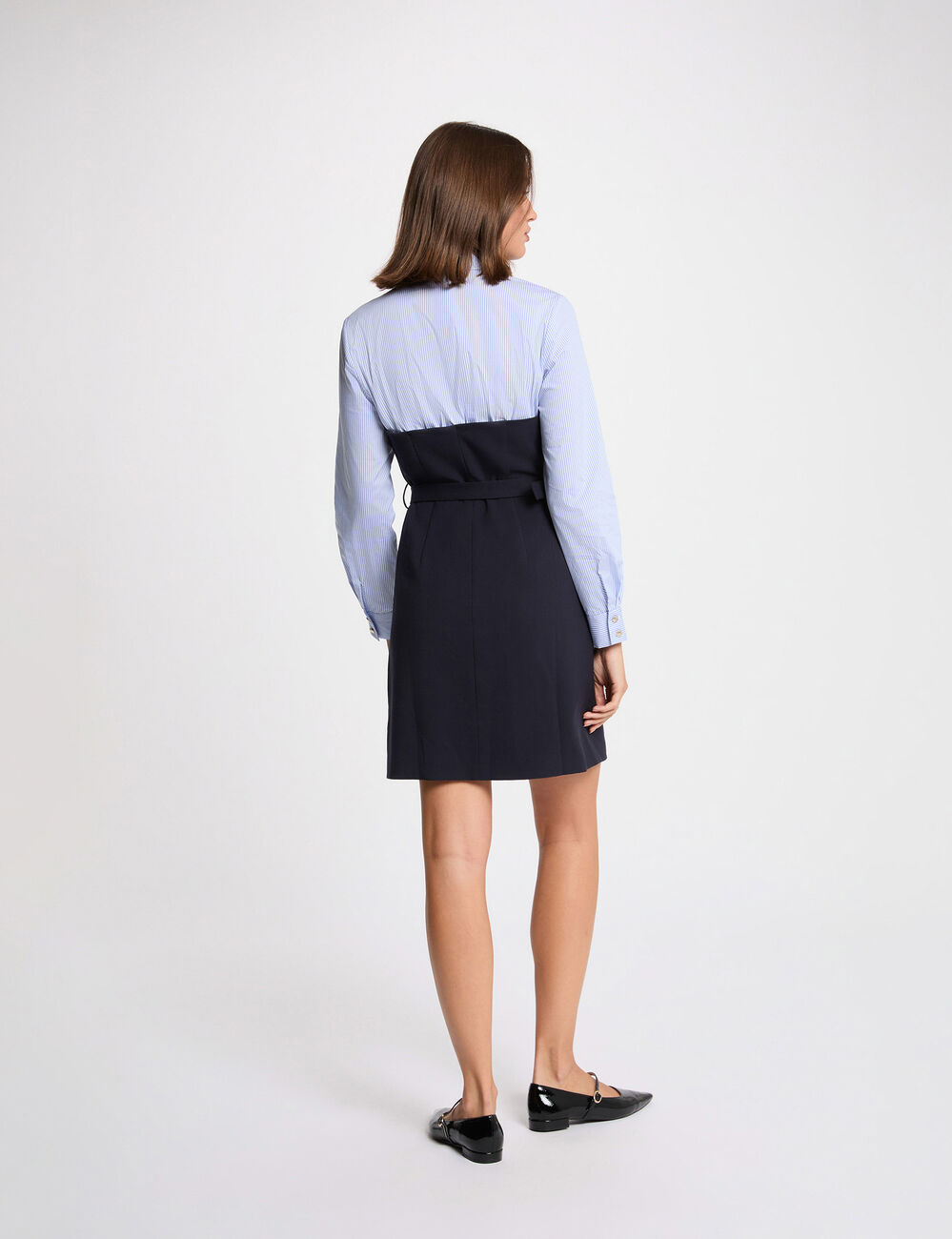 Vestido corto efecto 2 en 1 azul marino mujer