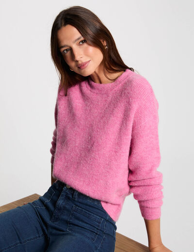 Jersey cuello redondo rosa mujer