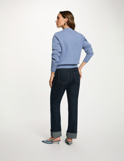 Vaqueros rectos con strass denim crudo mujer