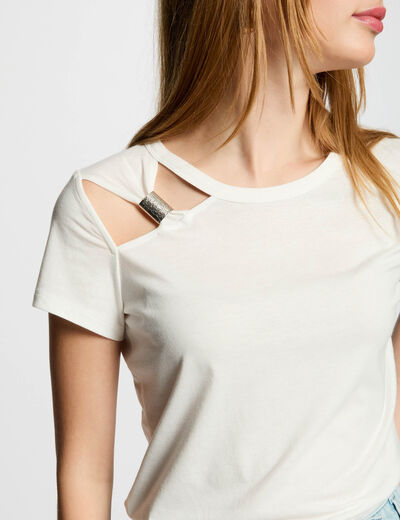 Camiseta manga corta blanco mujer