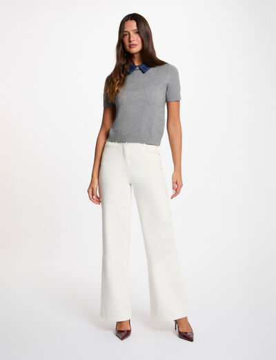 Jersey con cuello vuelto gris claro mujer