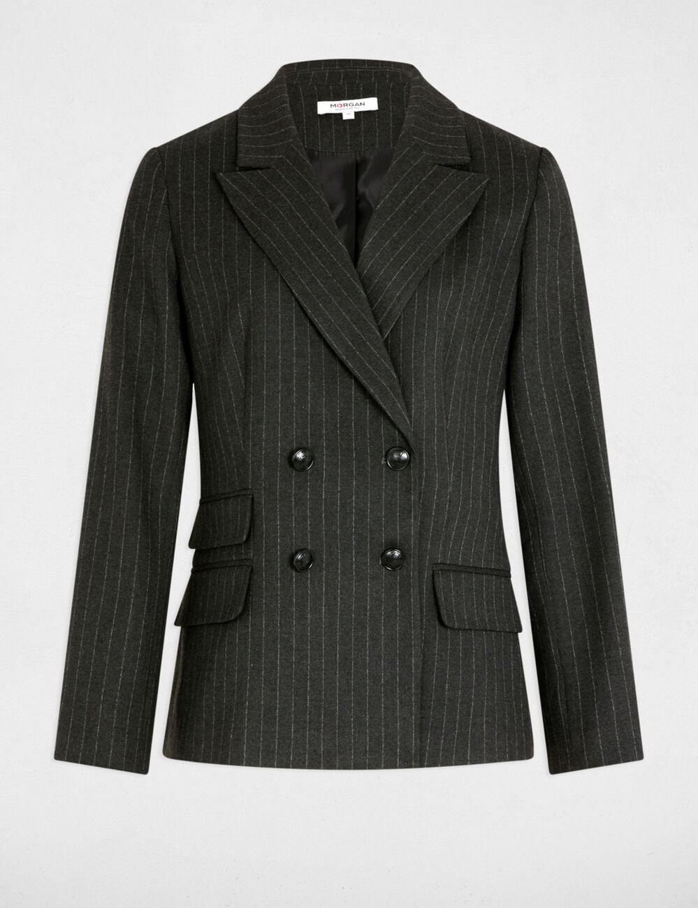 Americana con rayas gris oscuro mujer