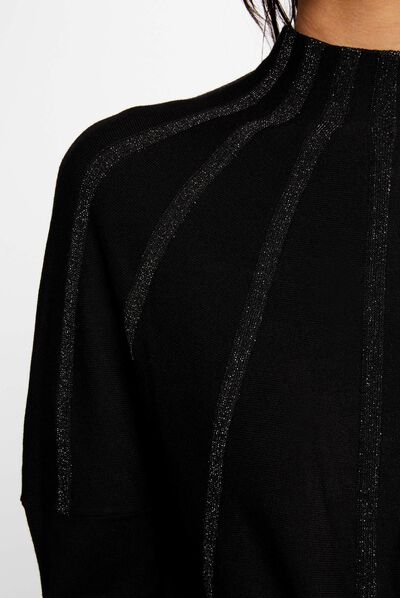 Jersey manga larga con cuello alto negro mujer