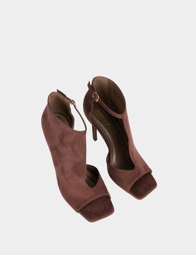 Sandalias medias descubiertas de tac&oacute;n marr&oacute;n oscuro mujer