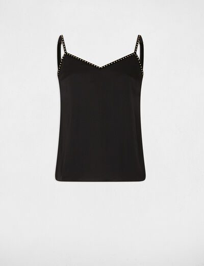 Top tirantes finos y tachuelas negro mujer