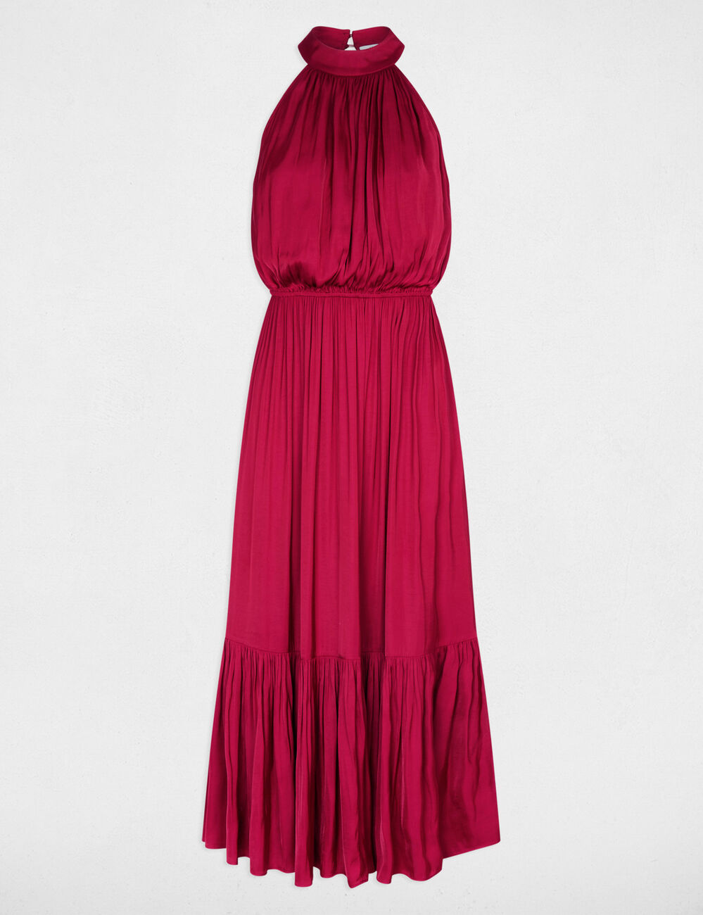 Vestido largo acampanado holgado burdeos mujer