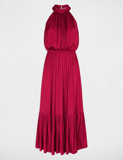 Vestido largo acampanado holgado burdeos mujer