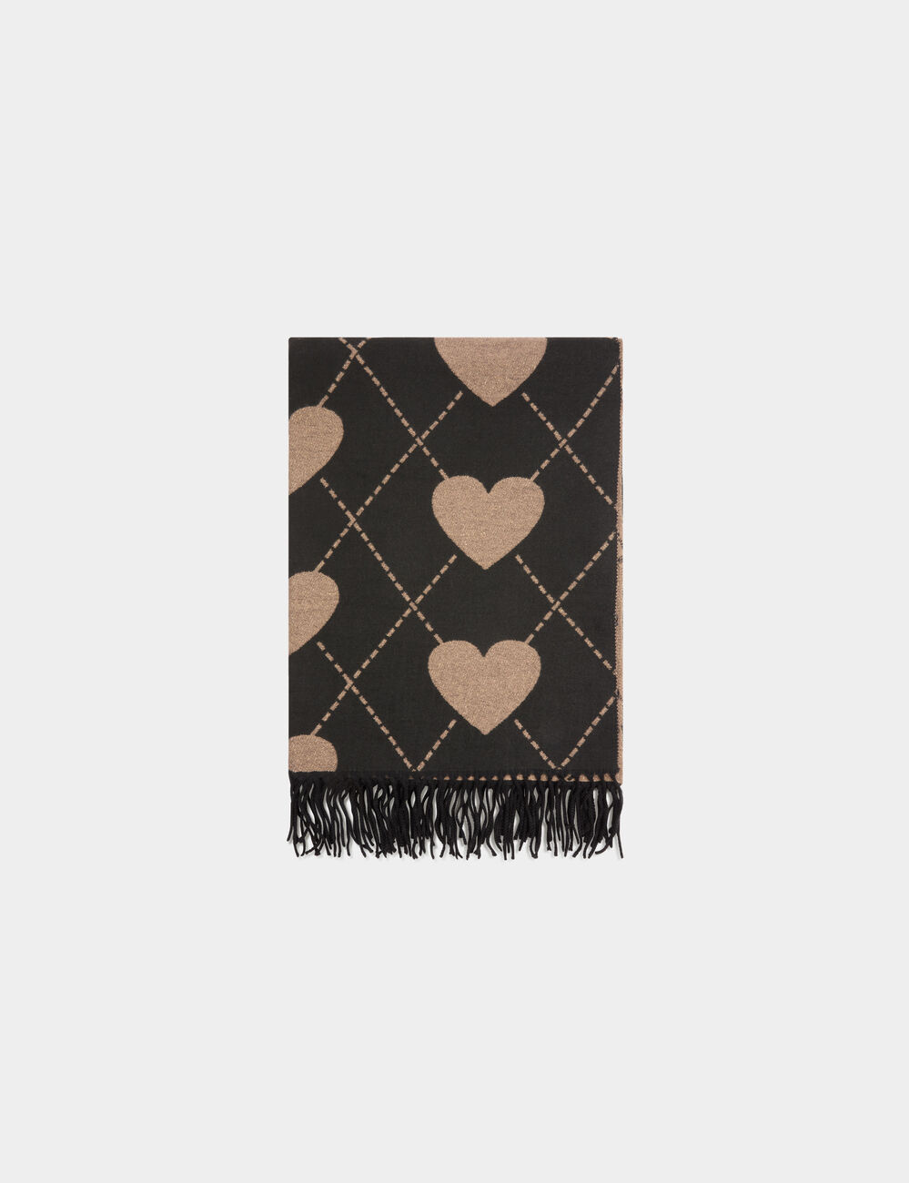 Bufanda coraz&oacute;n negro mujer