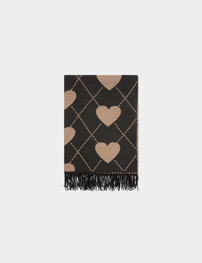 Bufanda coraz&oacute;n negro mujer