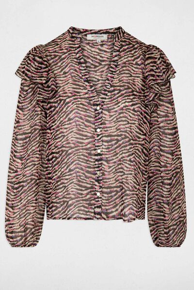 Blusa manga larga estampado animal multico mujer