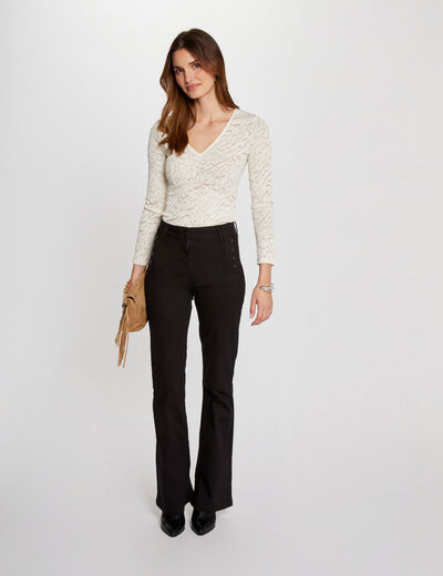 Vaquero flare talle alto negro mujer