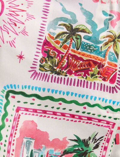 Pantalón ancho estampado multicolor mujer