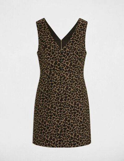 Vestido corto evasé estampado multicolor mujer