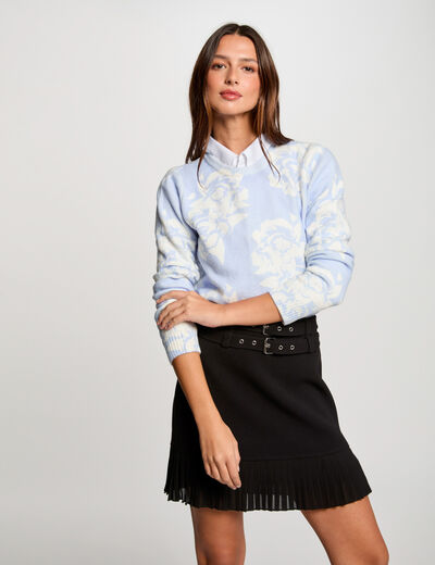 Jersey cuello redondo azul cielo mujer