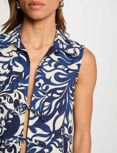 Camisa sin mangas estampada multicolor mujer