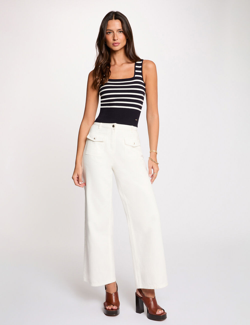 Top punto tirantes anchos azul marino mujer