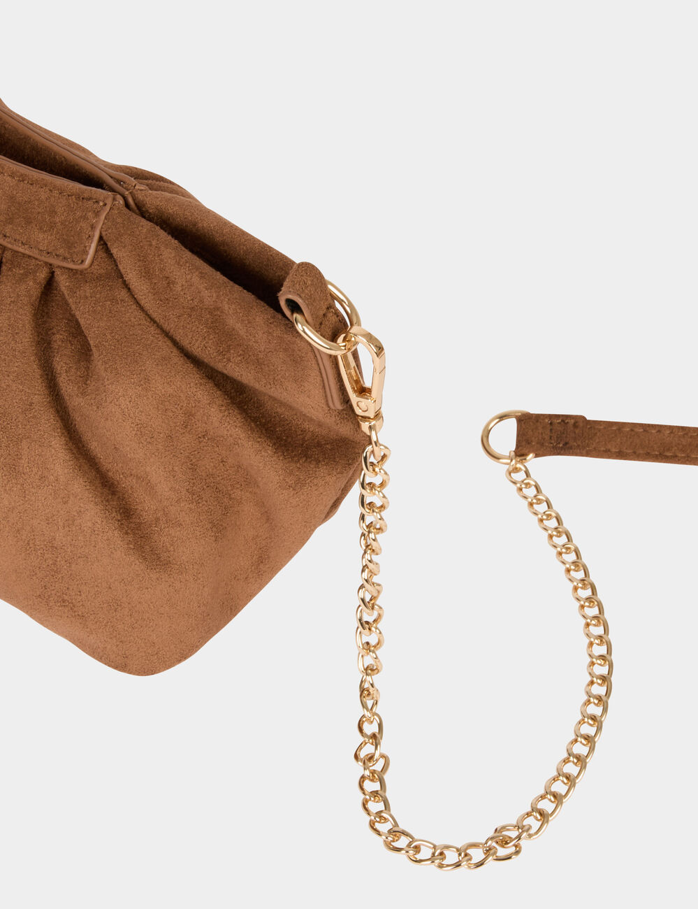 Bolso bandolera de ante marr&oacute;n co&ntilde;ac mujer