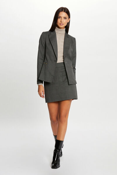 Falda recta estampado de cuadros gris anthracite mujer