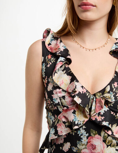 Vestido largo recto estampado multicolor mujer