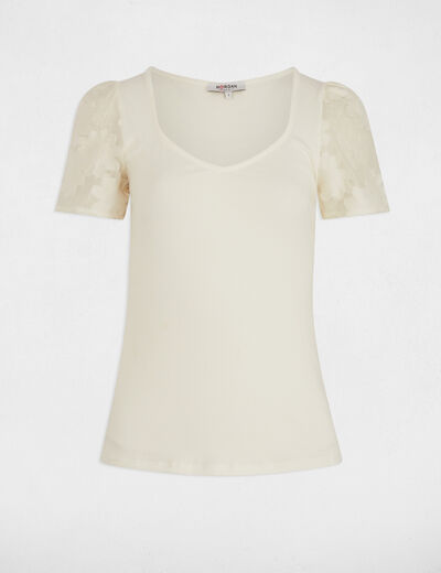 Camiseta manga corta blanco mujer