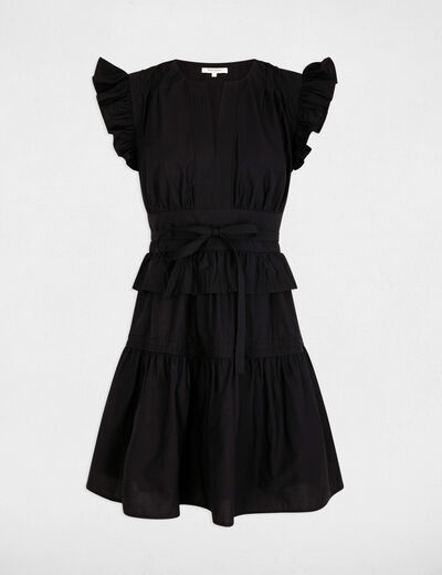 Vestido corto con cuello en v negro mujer