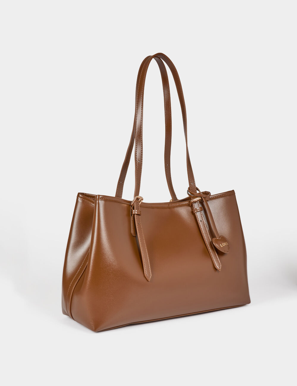 Bolso tote de piel sint&eacute;tica marr&oacute;n mujer