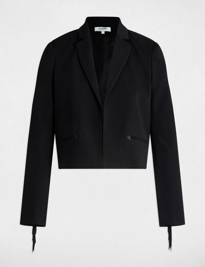 Americana con flecos negro mujer