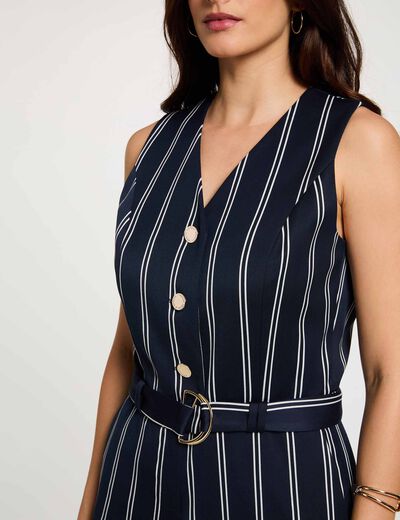Mono sin mangas con cuello en v azul marino mujer