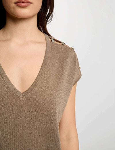 Jersey oversize con cuello v topo mujer