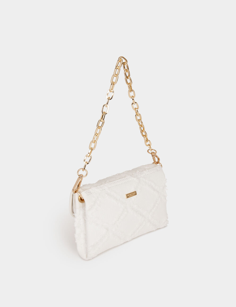Bolso cartera de mano flecos marfil mujer
