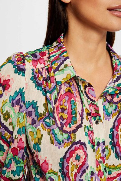 Camisa manga 3/4 estampado de cachemira multico mujer