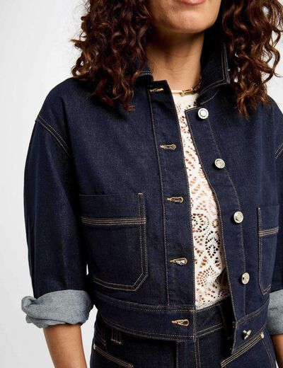 Chaqueta corta vaquero denim crudo mujer
