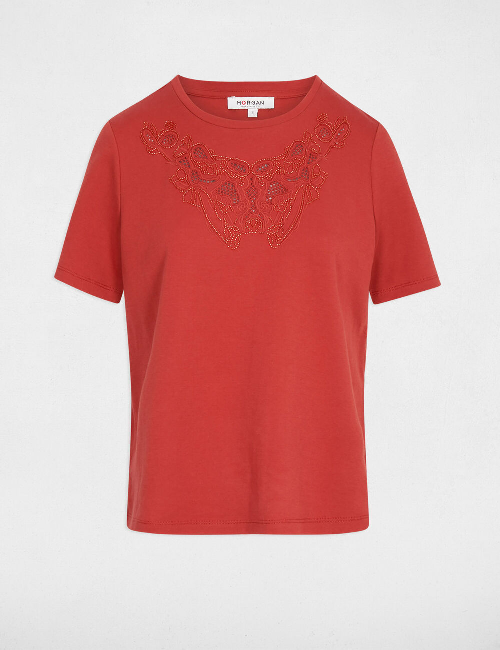 Camiseta de manga corta naranja oscuro mujer
