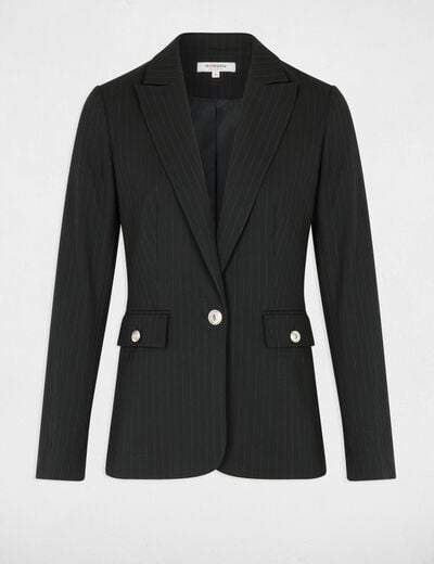 Blazer de rayas con cuello sastre negro mujer