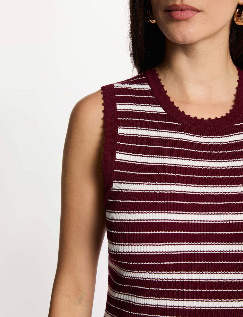Vestido de punto sin mangas burdeos mujer