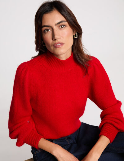 Jersey con cuello alto rojo mujer