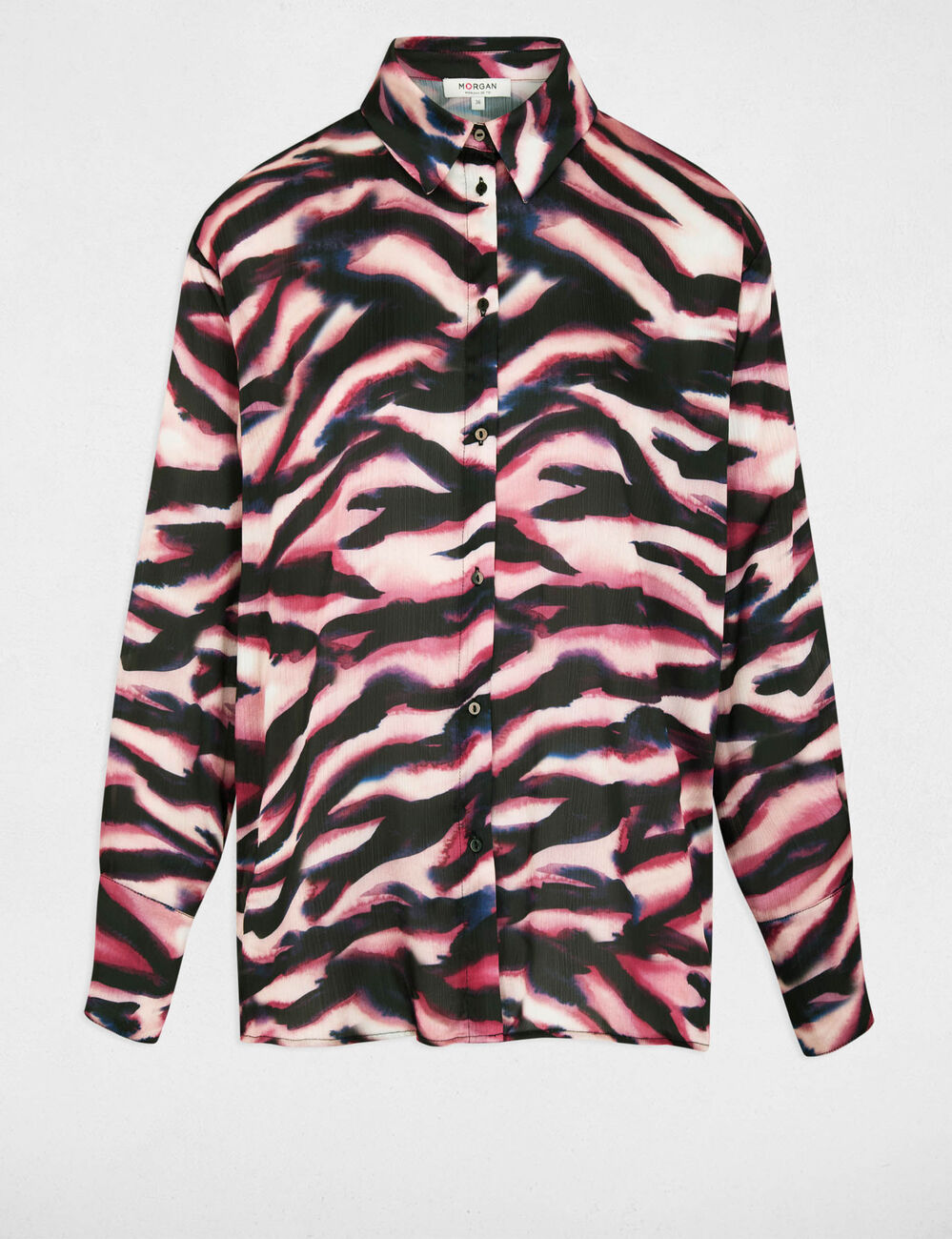 Camisa fluida con cuello abierto multicolor mujer