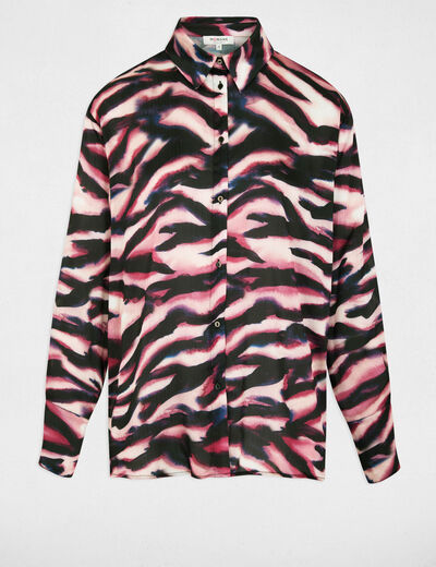 Camisa fluida con cuello abierto multicolor mujer